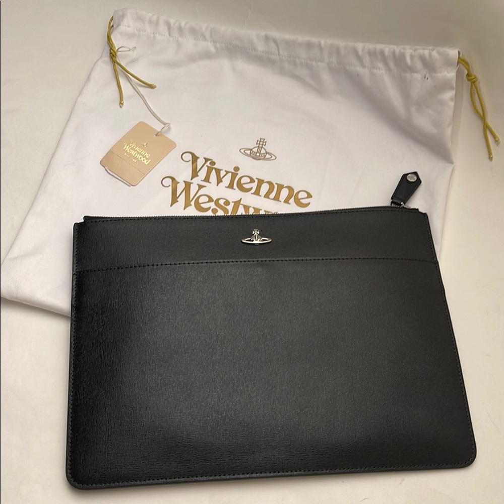 Vivienne Westwood BRAND NEW POUCH KENT BLK SAFFIANO AW17 w tag